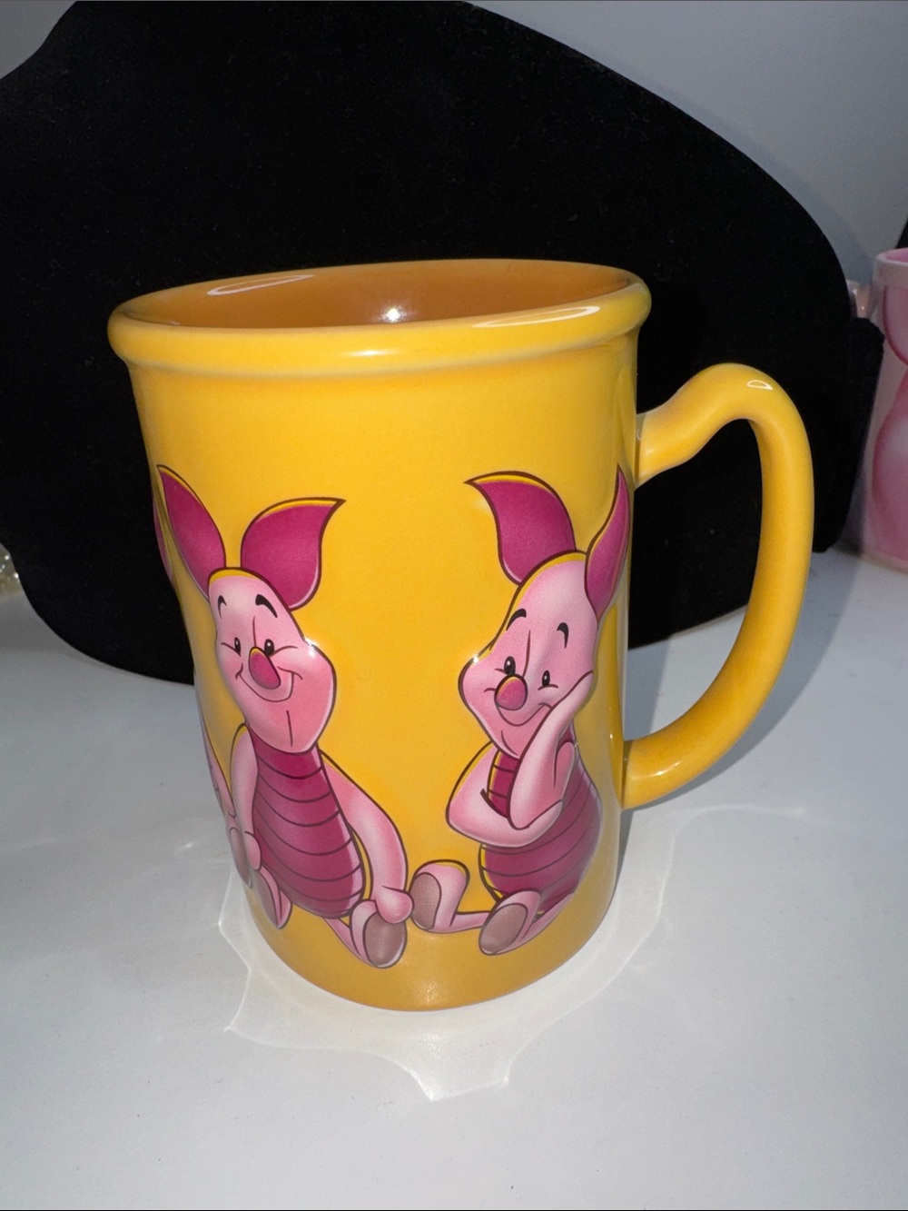 Disney Store Winnie the Pooh Piglet Yellow Ceramic Mug Vintage Thailand 5”